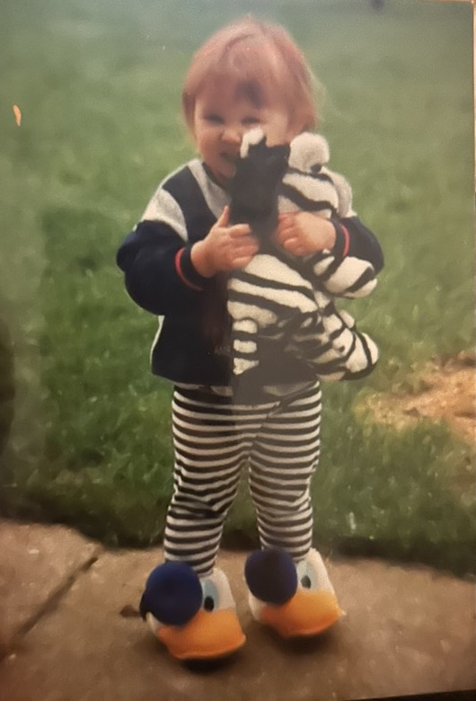 Fiona aged two with Zeb